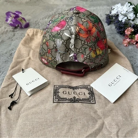 ✨ NWT Gucci Flora GG Supreme Monogram Coated Canvas Baseball Hat - Size M - Picture 16 of 16